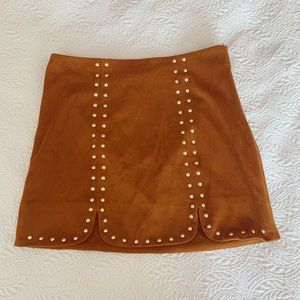 Faux Suede Studded Skirt